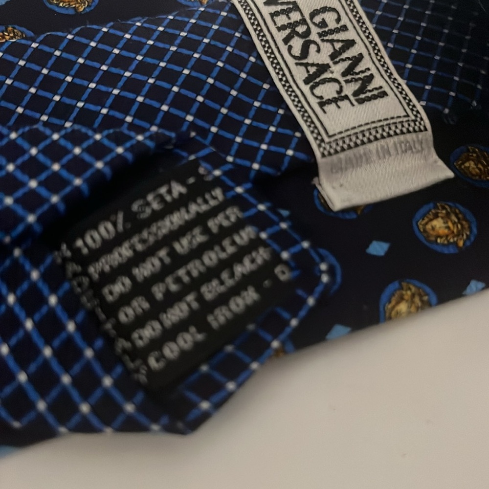 Gianni Versace Blue Patterned Tie - image 4